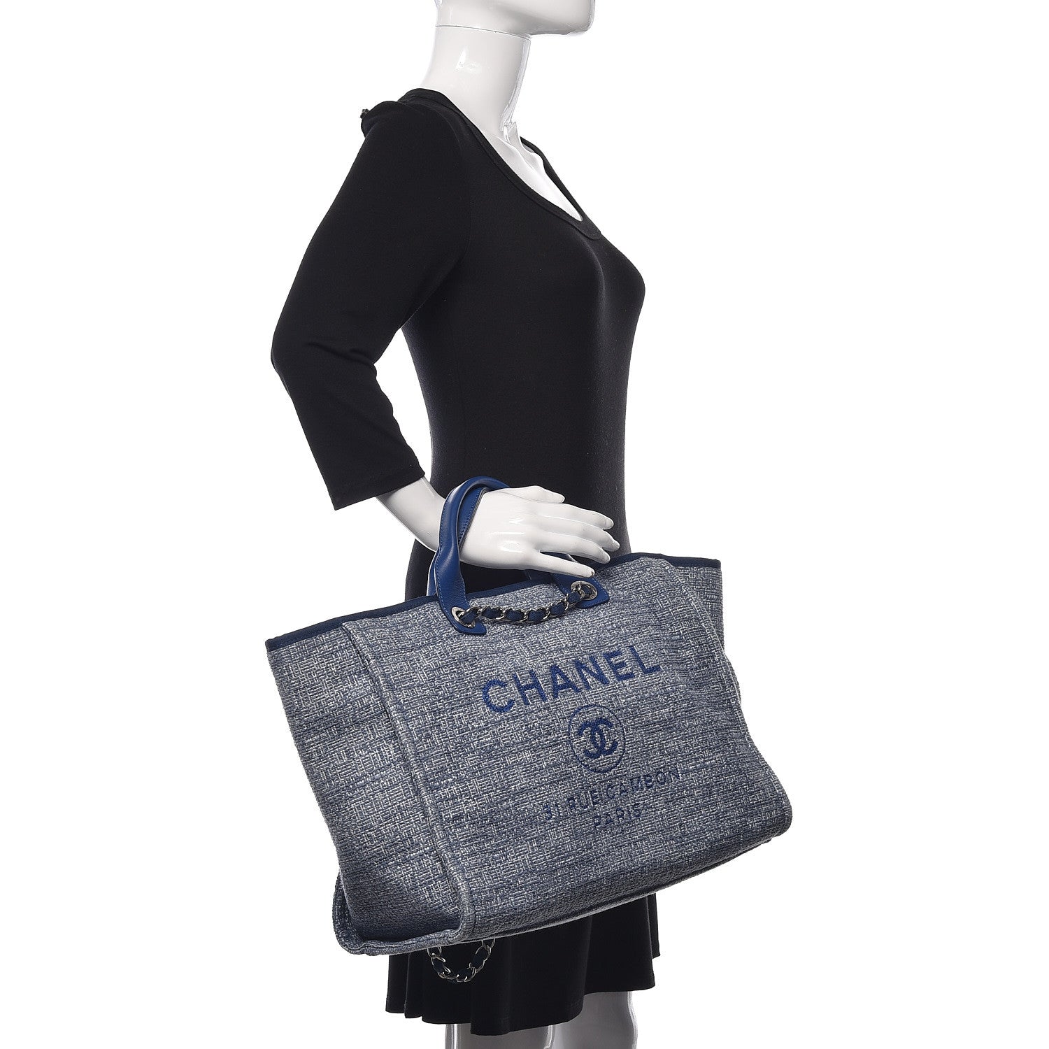 Chanel Canvas Large Deauville Tote Blue 2 of 12