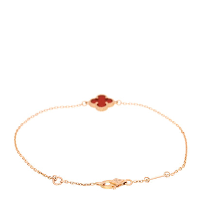 Van Cleef & Arpels 18K Rose Gold Carnelian Sweet Alhambra Bracelet 2 of 5