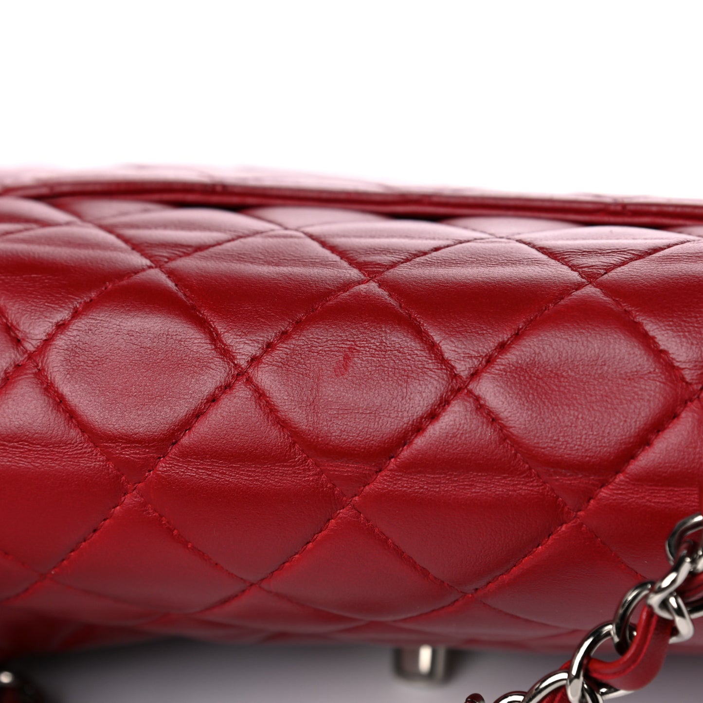 Lambskin Quilted Mini Rectangular Flap Dark Red