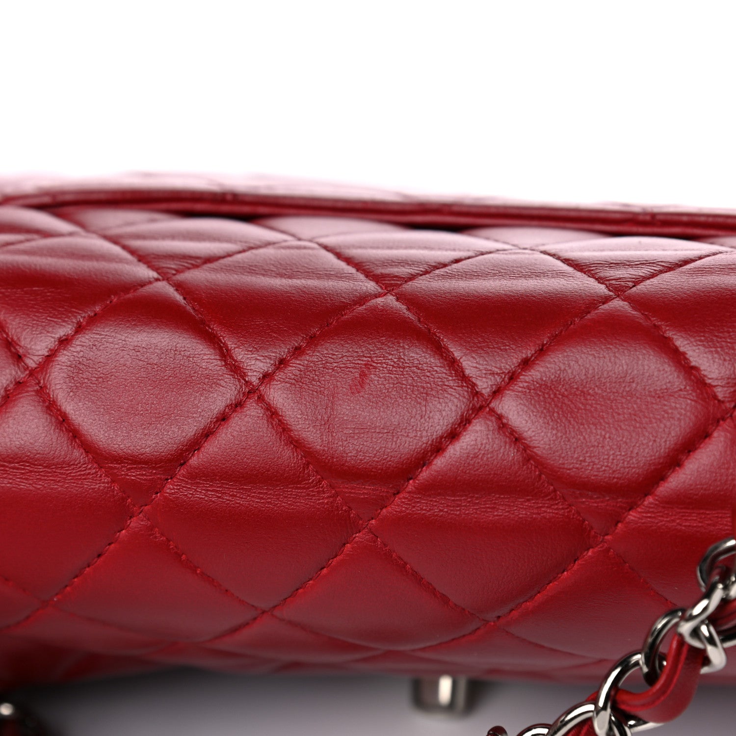 Chanel Lambskin Quilted Mini Rectangular Flap Dark Red 13 of 14