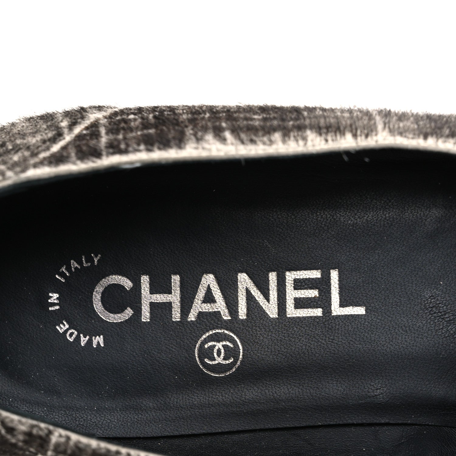 Chanel Pony Hair Calfskin CC Mocassin Loafers 39 Silver Black 9 of 11