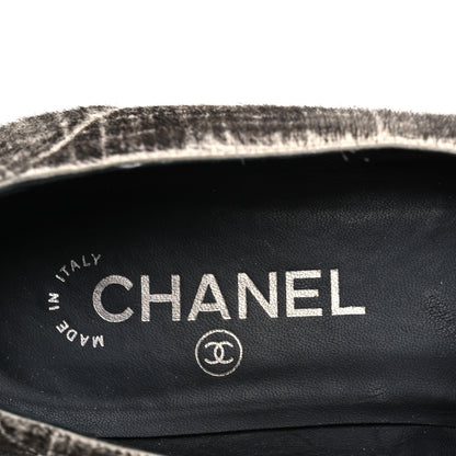 Chanel Pony Hair Calfskin CC Mocassin Loafers 39 Silver Black 9 of 11