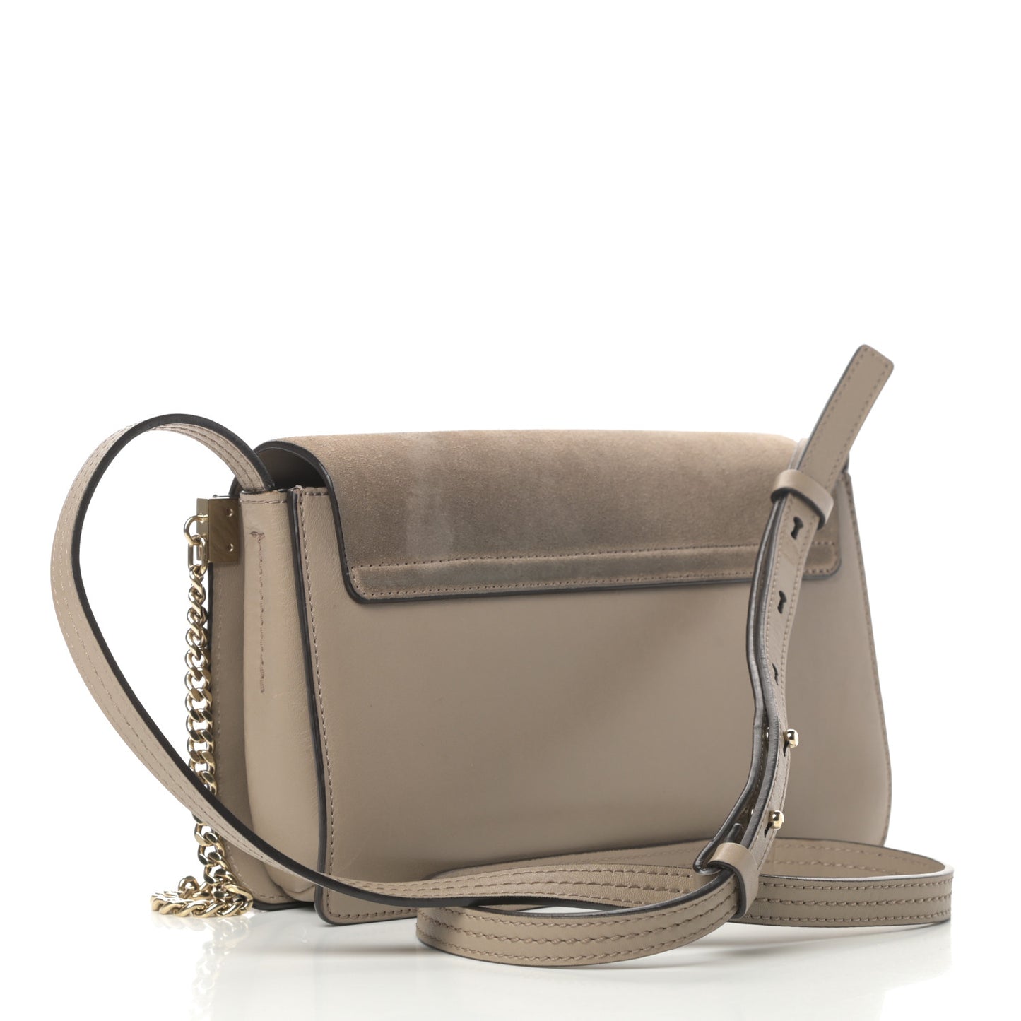 Suede Calfskin Small Faye Shoulder Bag Motty Grey
