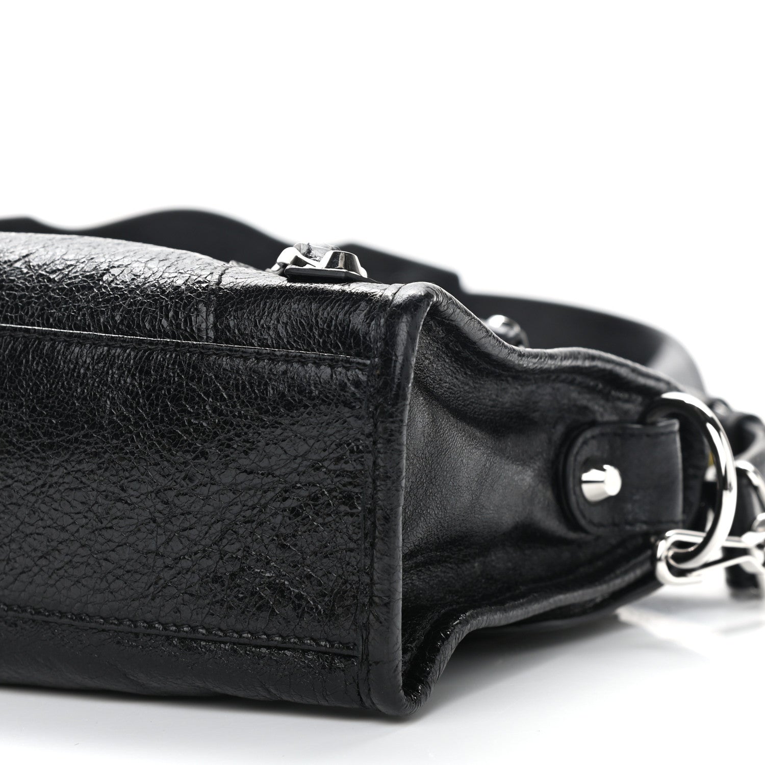Balenciaga Agneau Classic Silver Hardware Mini City Logo Strap Black Jaune Soleil 10 of 10