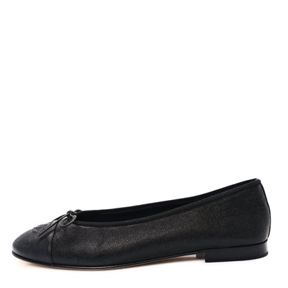 Chanel Caviar CC Cap Toe Ballerina Flats 41 Black 1 of 10