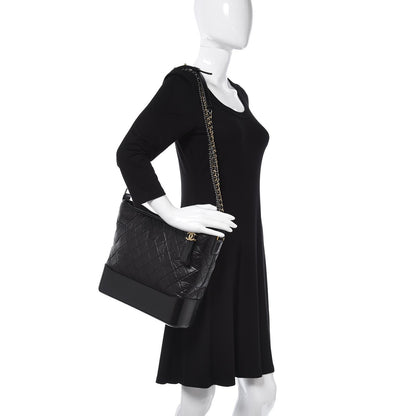 Chanel Aged Calfskin Quilted Large Gabrielle Hobo Black 2 of 8