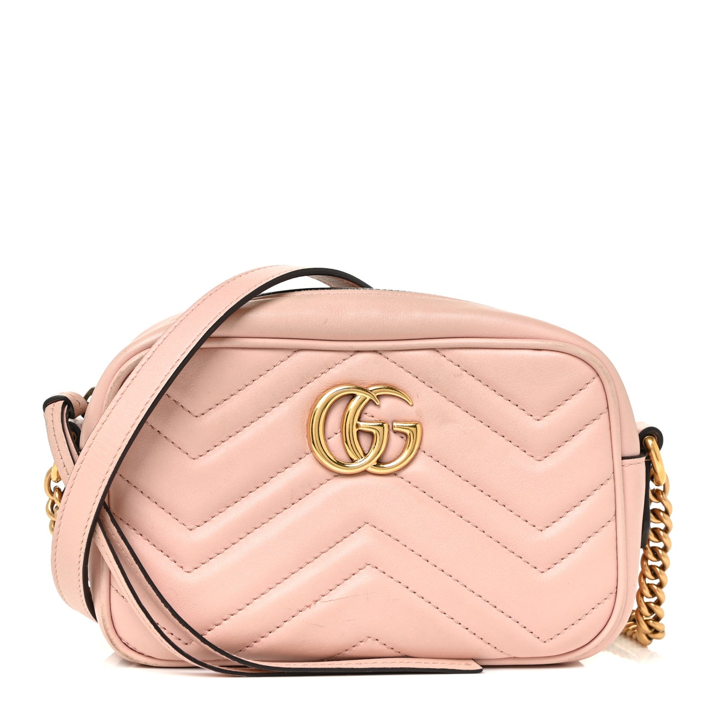 Calfskin Matelasse Mini GG Marmont Chain Shoulder Bag Perfect Pink