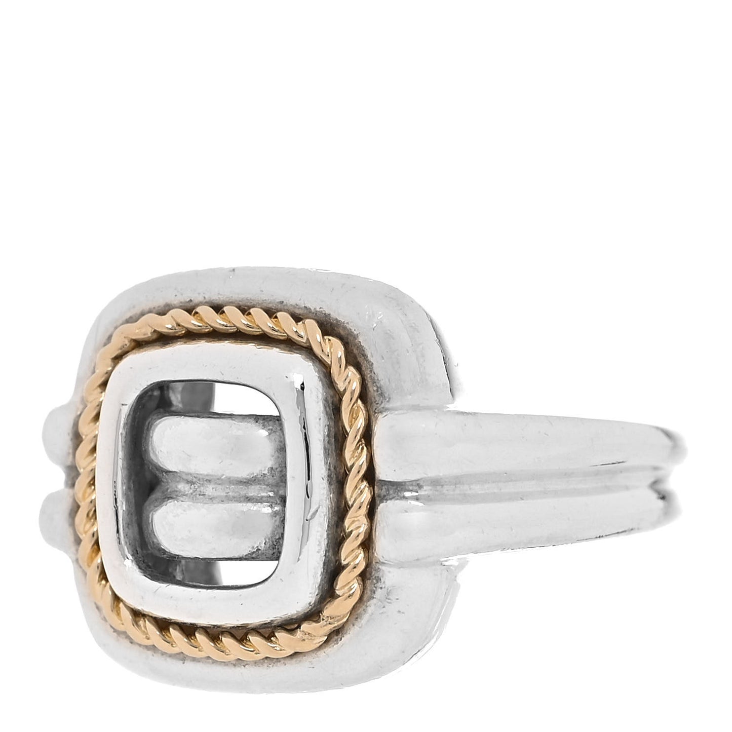 Sterling Silver 18K Yellow Gold Square Twisted Rope Ring 52 6