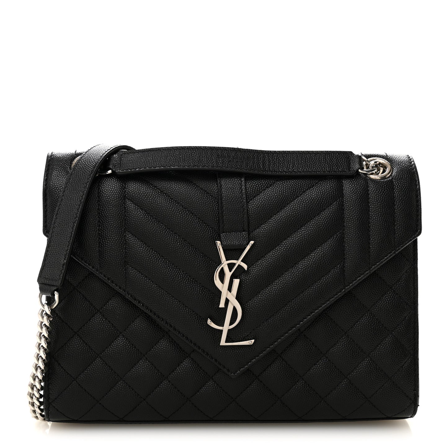 Grain De Poudre Textured Mixed Matelasse Triquilt Medium Monogram Satchel Black