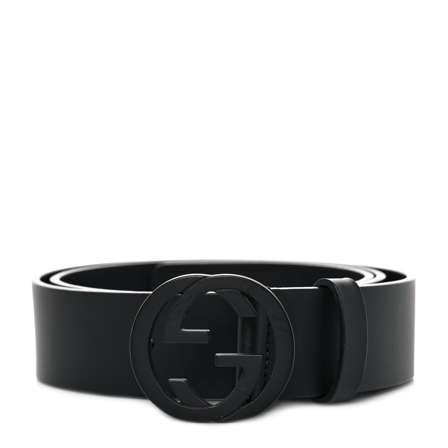 Gucci Selleria Calfskin Monochrome Interlocking G 37mm Belt 90 36 Black 1 of 4