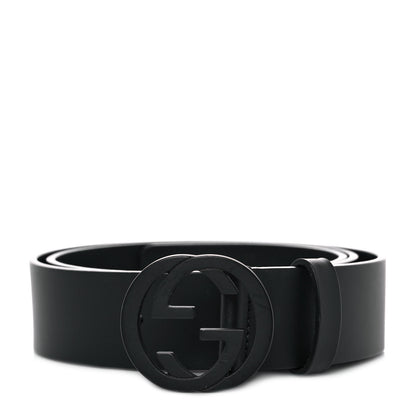 Gucci Selleria Calfskin Monochrome Interlocking G 37mm Belt 90 36 Black 1 of 4