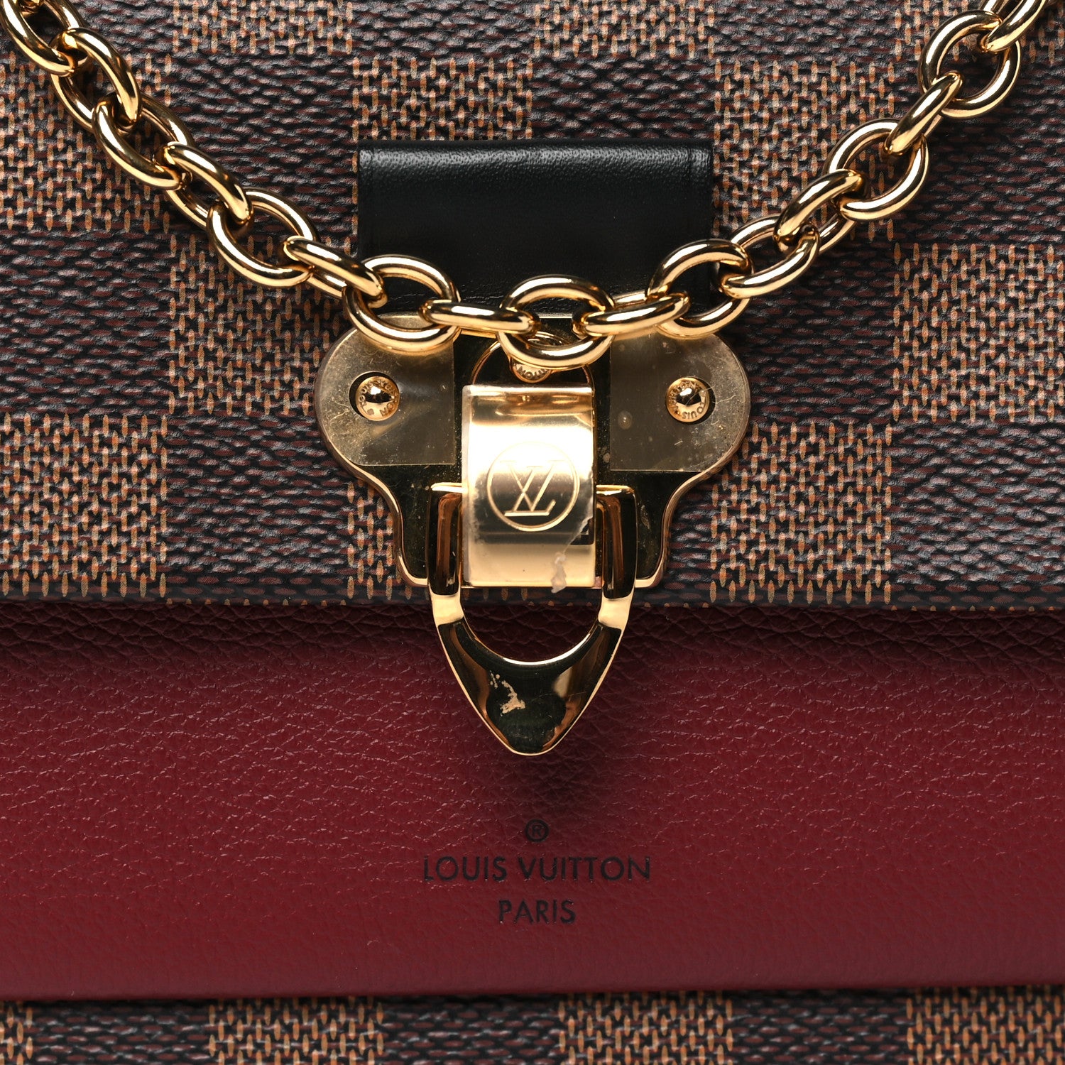 Louis Vuitton Damier Ebene Vavin Chain Wallet Bordeaux 7 of 9