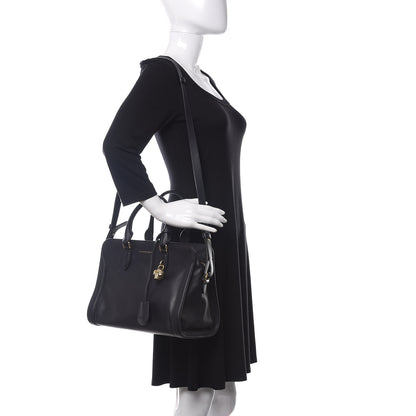 Alexander McQueen Pebbled Calfskin Small Skull Padlock Zip Around Tote Black 2 of 10