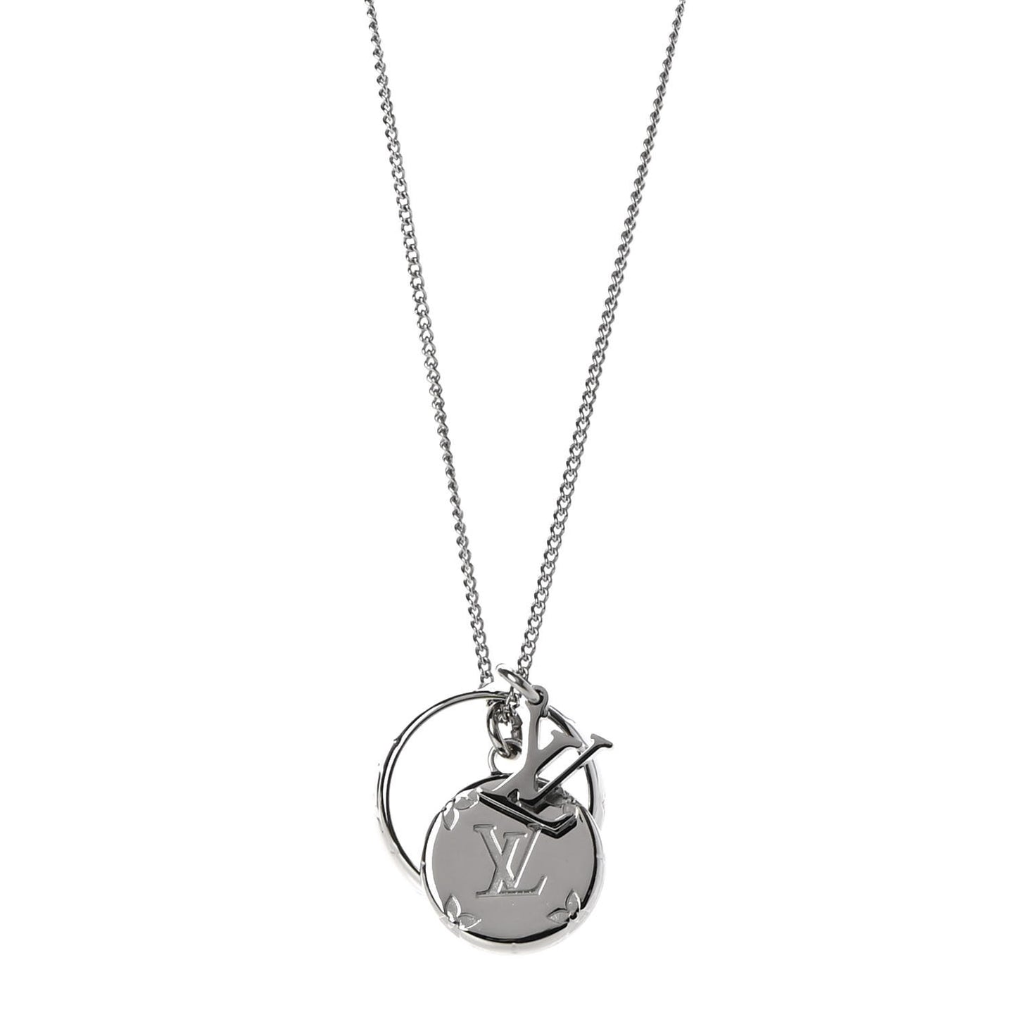 Zamac Palladium Monogram Charms Necklace Silver