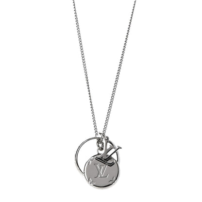 Louis Vuitton Zamac Palladium Monogram Charms Necklace Silver 4 of 8