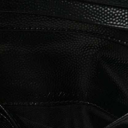Saint Laurent Grain De Poudre Matelasse Chevron Monogram Zipped Card Case Black 7 of 7