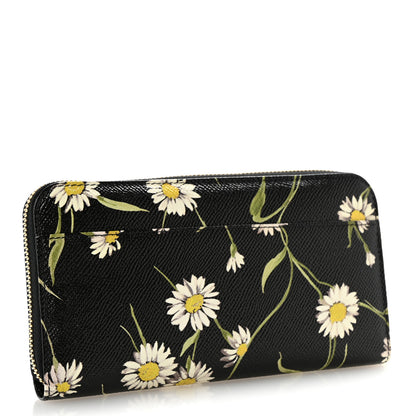 Dolce & Gabbana Dauphine Daisy Print Zip Around Wallet Black 3 of 7
