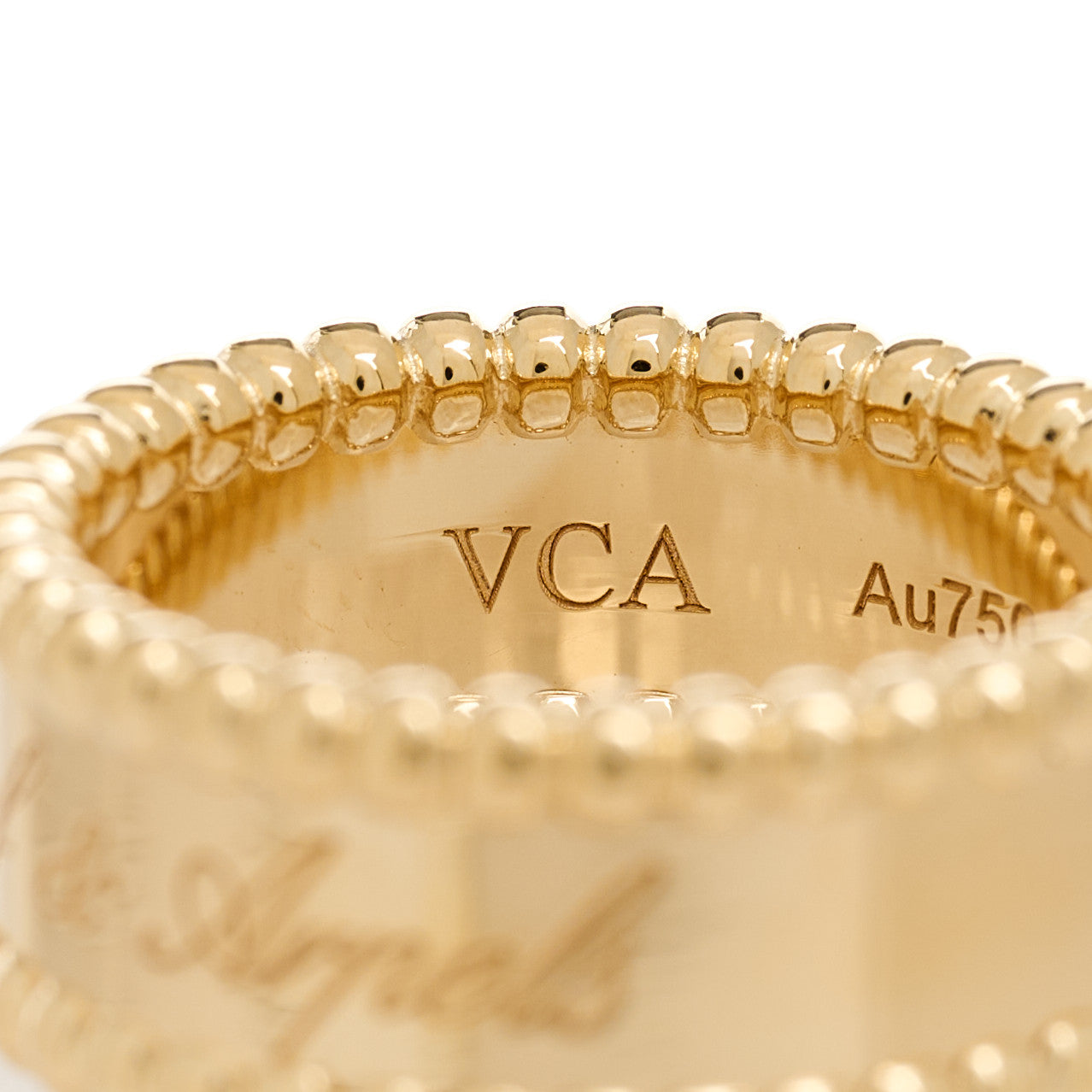 Van Cleef & Arpels 18K Yellow Gold Perlee Signature Ring 48 4.5 5 of 7
