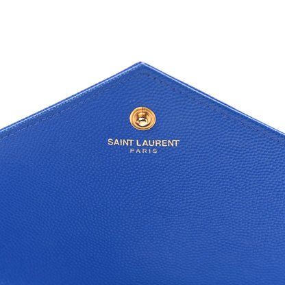 Saint Laurent Grain De Poudre Matelasse Chevron Monogram Chain Wallet Blue Majorelle 9 of 10