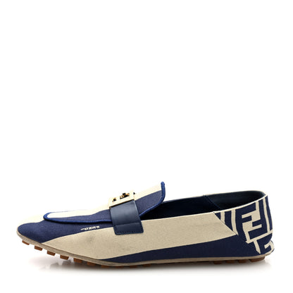 Fendi Fabric Jacquard FF Pequin Loafers 39 Bei Midnight 1 of 10