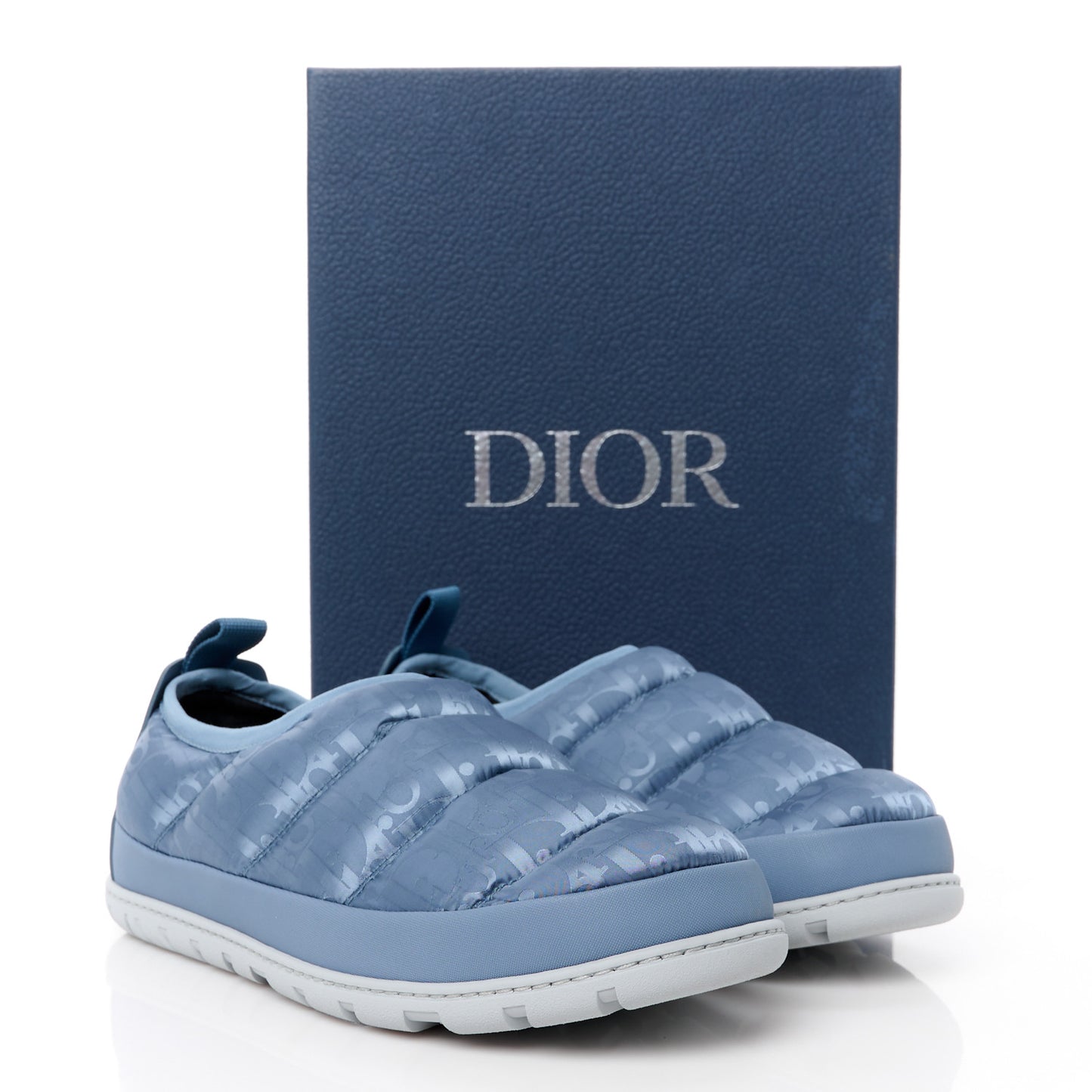 Nylon Oblique Mens Puffy Slippers 42 Blue