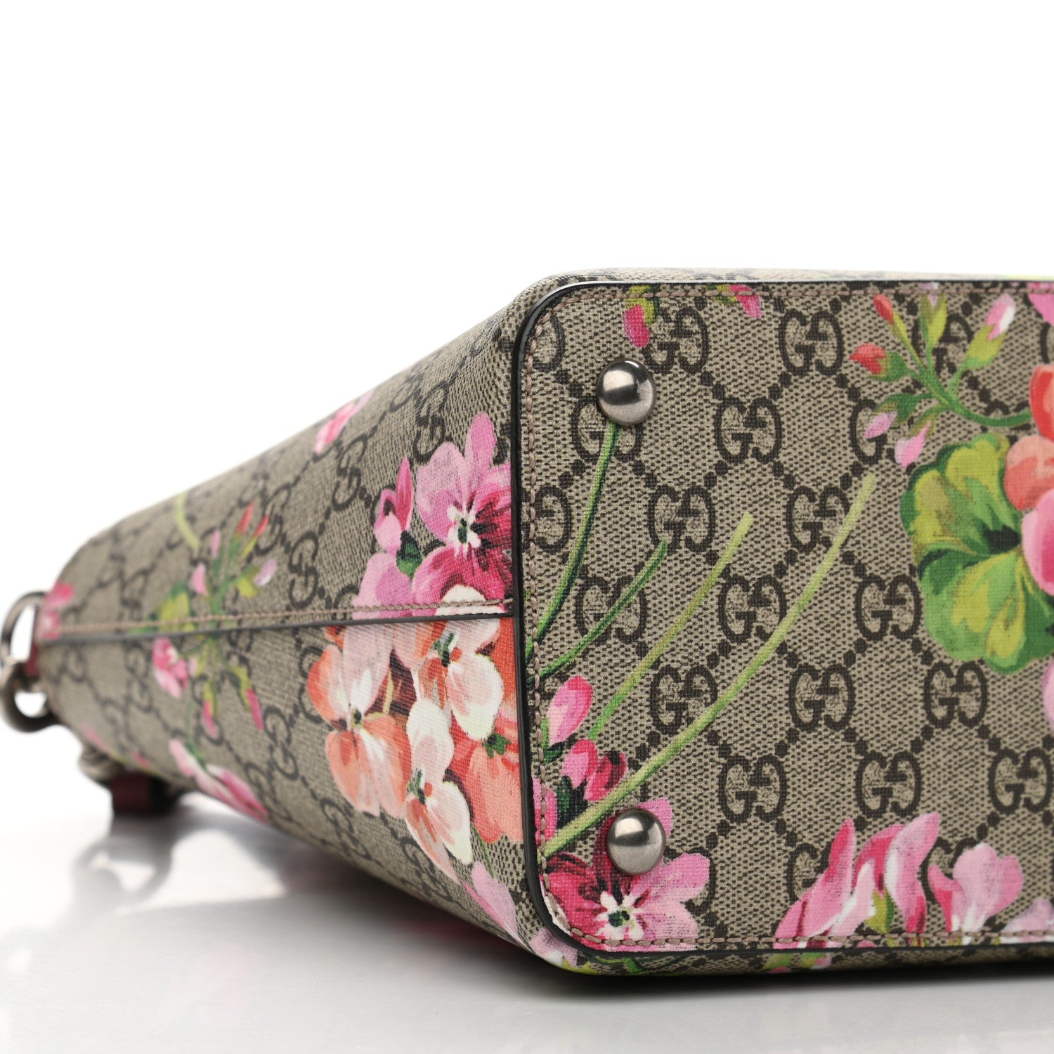 Gucci GG Supreme Monogram Blooms Small Zip Top Tote Beige Multicolor Dry Rose 9 of 13