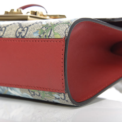 Gucci GG Supreme Monogram Blooms Small Padlock Shoulder Bag Beige Blue Navy Hibiscus Red 9 of 10
