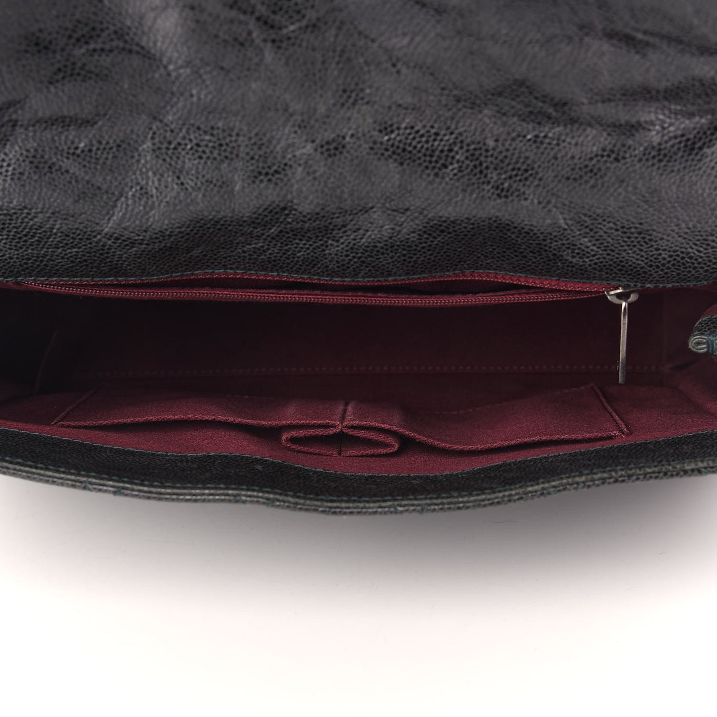 Crumpled Grained Calfskin Jumbo CC Crave Flap Black