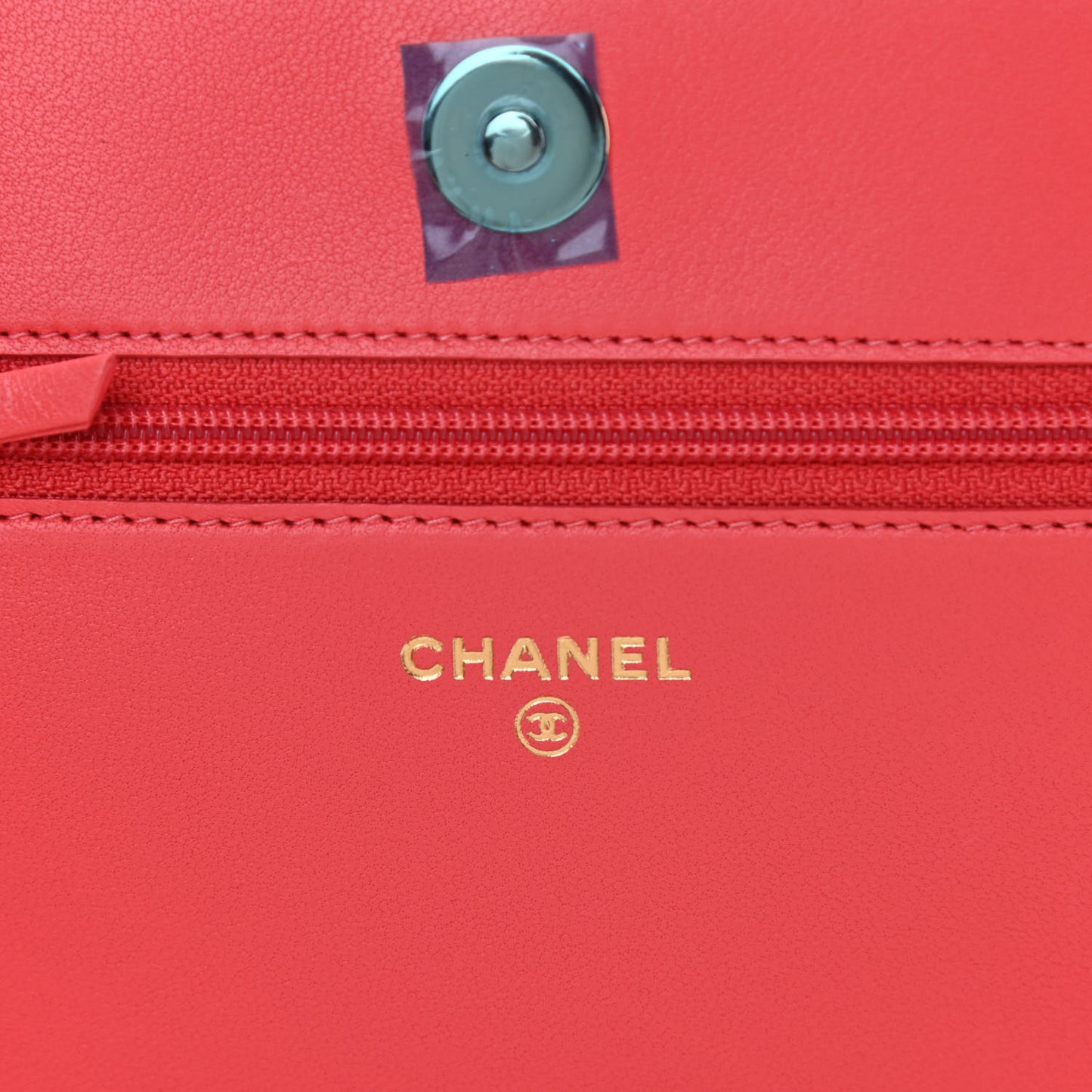 Lambskin Chevron Quilted Boy Wallet On Chain WOC Coral