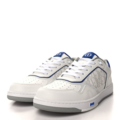 Christian Dior Smooth Calfskin Oblique Galaxy Perforated Mens B27 Low Top Sneakers 44 White Blue 3 of 9