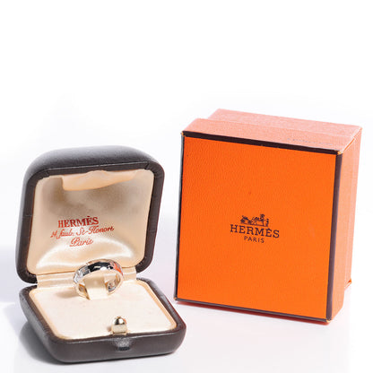Hermes 18K White Gold Hercules H Ring 51 5.5 3 of 6