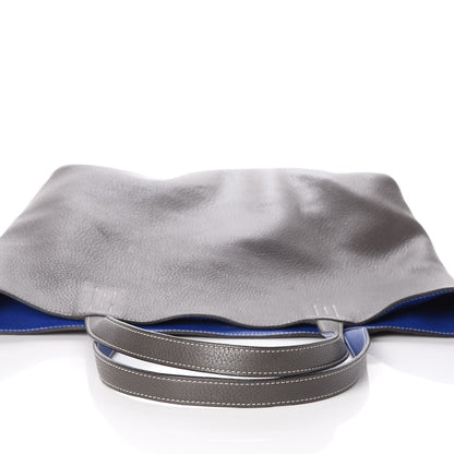Hermes Taurillon Clemence Double Sens 36 Reversible Tote Graphite Bleu Electrique 26 of 26