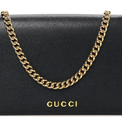 Gucci Textured Calfskin Script Logo Wallet On Chain Black 8 of 11