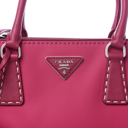 Prada Saffiano Nylon Tessuto Stitched Small Galleria Double Zip Tote Fuxia 8 of 8