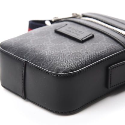 Gucci GG Supreme Monogram Appia Calfskin Web Small Camera Messenger Bag Black Grey 7 of 10