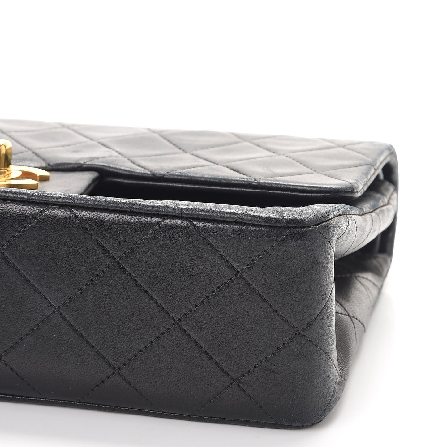 Lambskin Quilted Small Double Flap Black