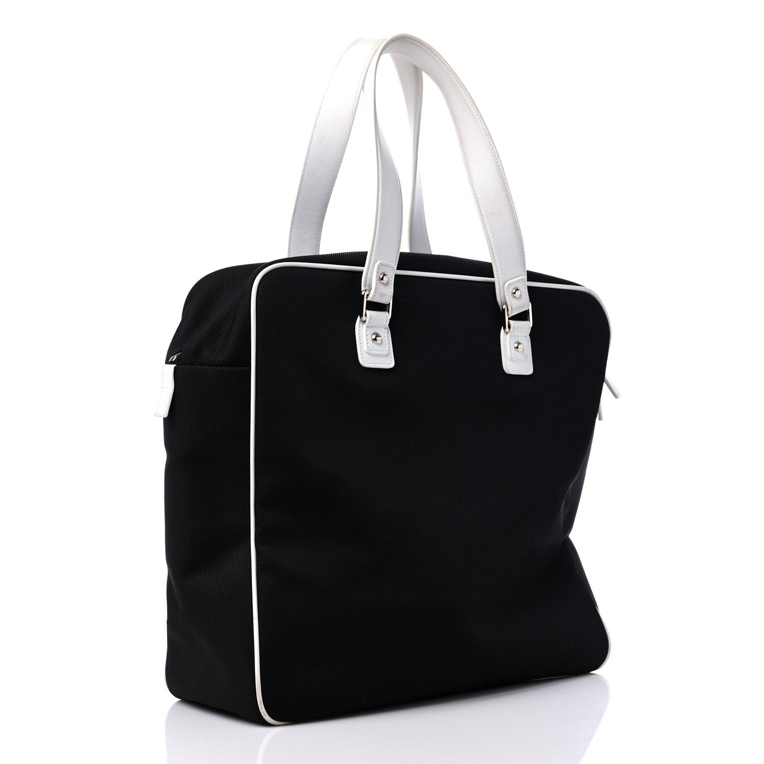 Chanel Canvas Rubber Airlines Large Zip Shopping Tote Black White Red 3 of 14