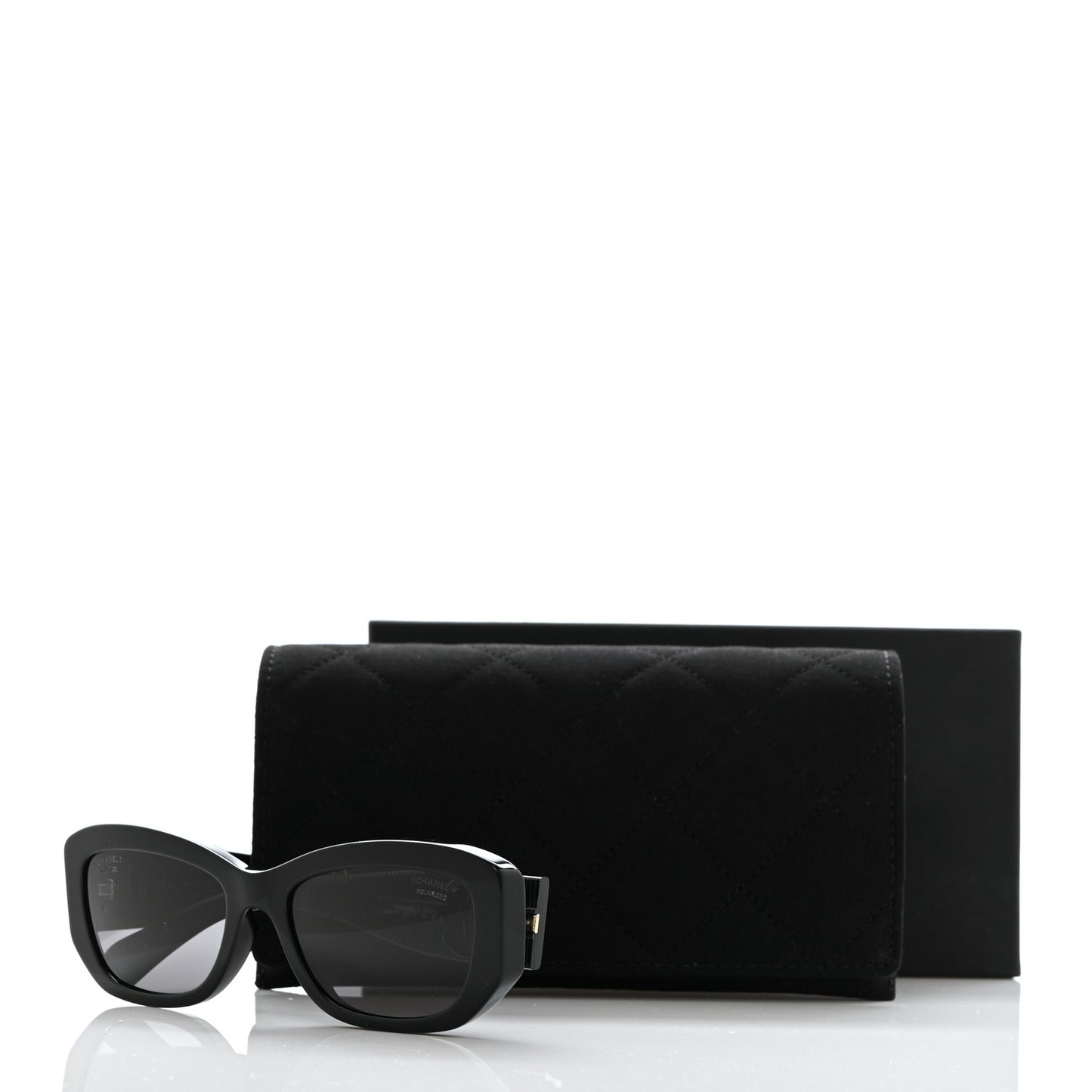 Acetate Polarized Rectangle Sunglasses 5493-A Black