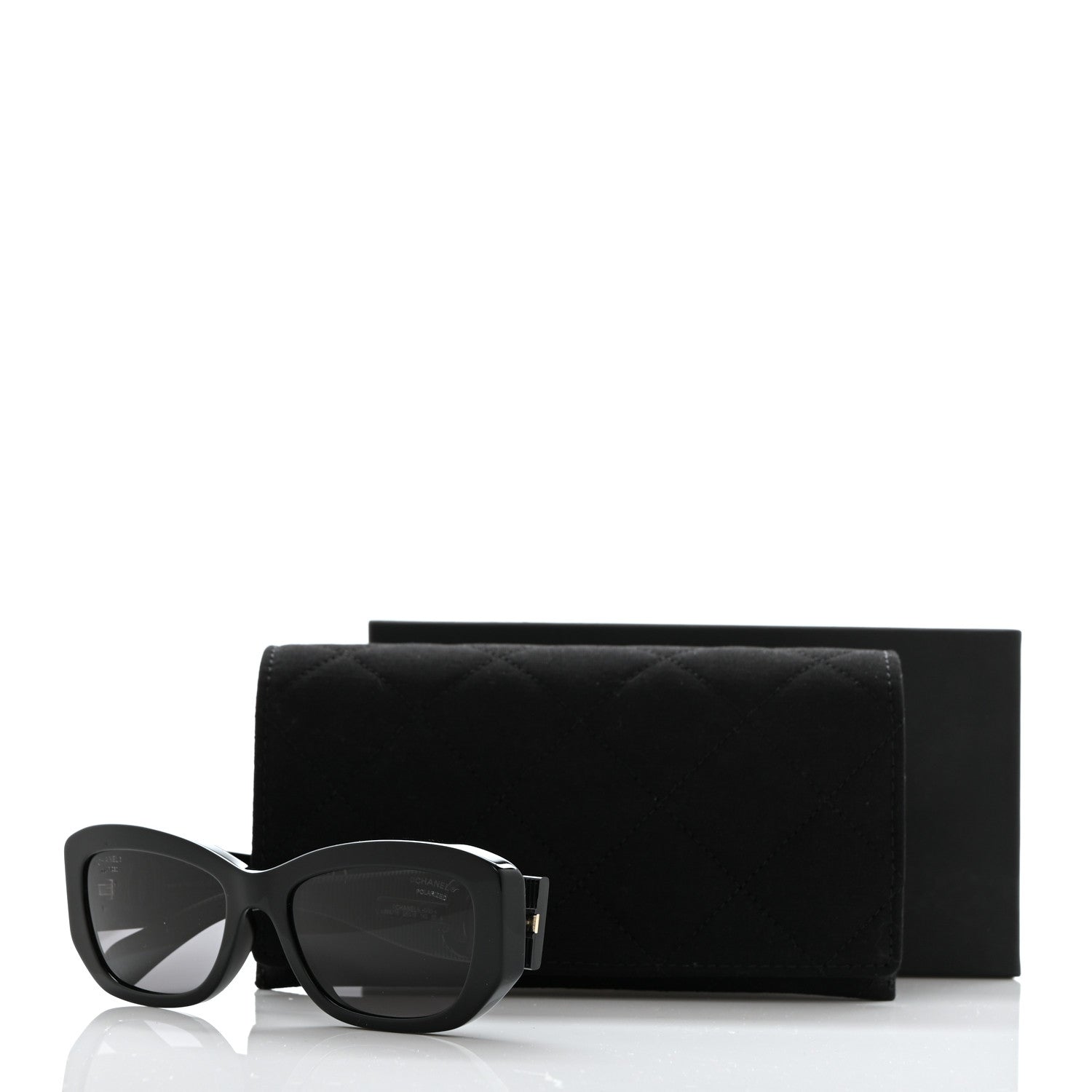 Chanel Acetate Polarized Rectangle Sunglasses 5493-A Black 8 of 8