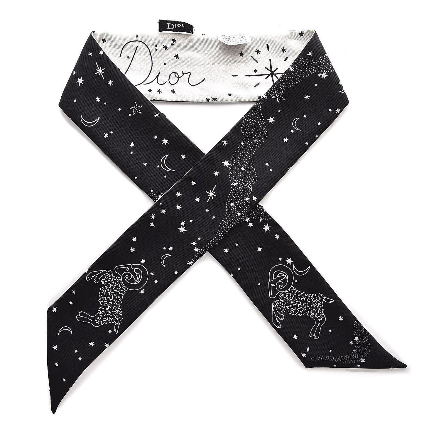 Silk Zodiac Aries Mitzah Scarf Black
