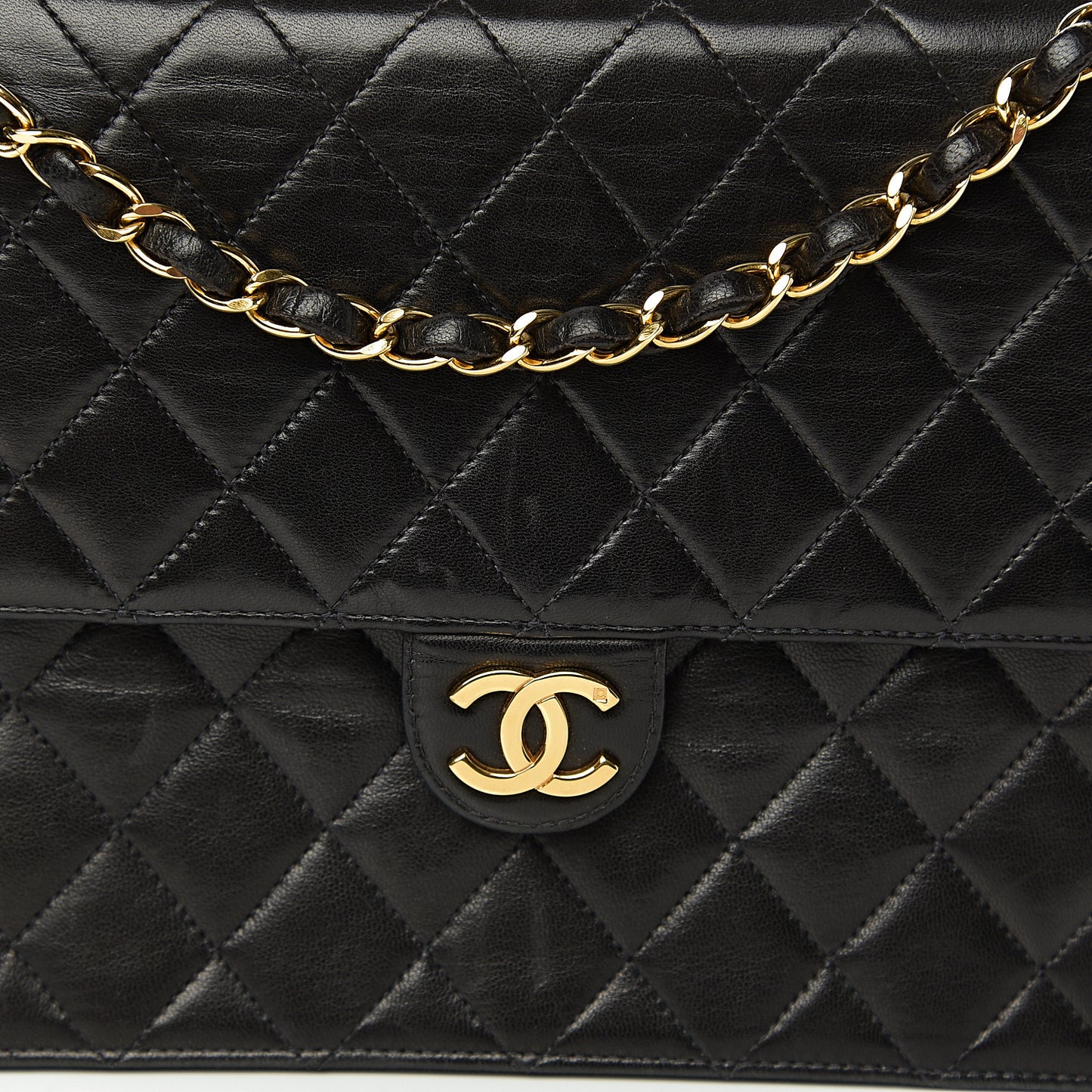 Lambskin Quilted Medium Single Flap Black
