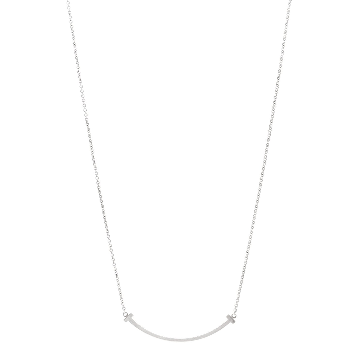 Tiffany Sterling Silver Small T Smile Pendant Necklace 1 of 4