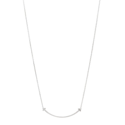 Tiffany Sterling Silver Small T Smile Pendant Necklace 1 of 4