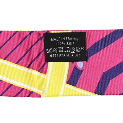 Hermes Silk Jeu de Soie Uniforme Fringed Twilly Fuchsia Rouge Multi 4 of 4