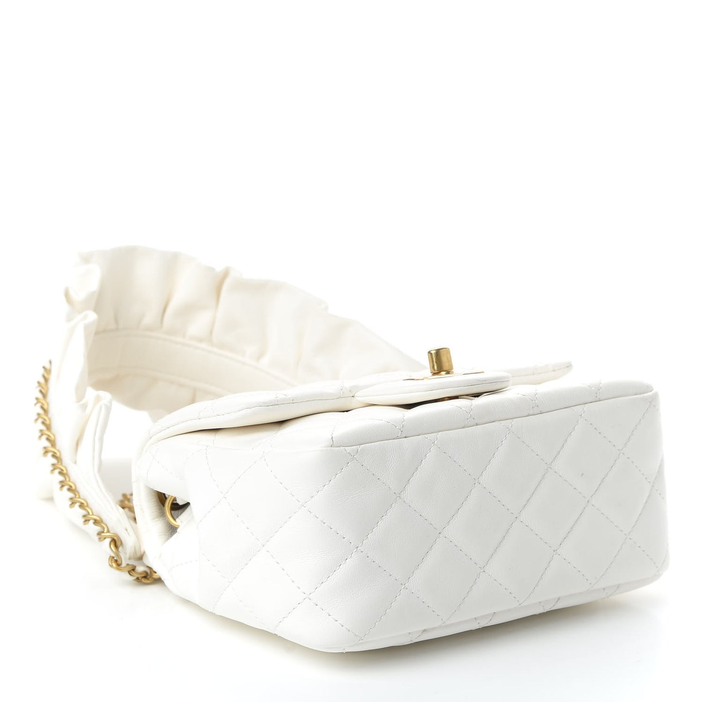 Calfskin Quilted Mini Romance Square Flap White