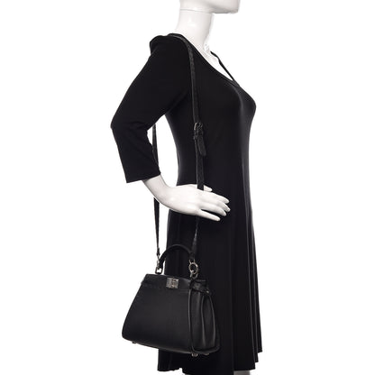 Fendi Cuoio Romano Selleria Bi-Color Mini Peekaboo Iconic Satchel Black Mou 2 of 15
