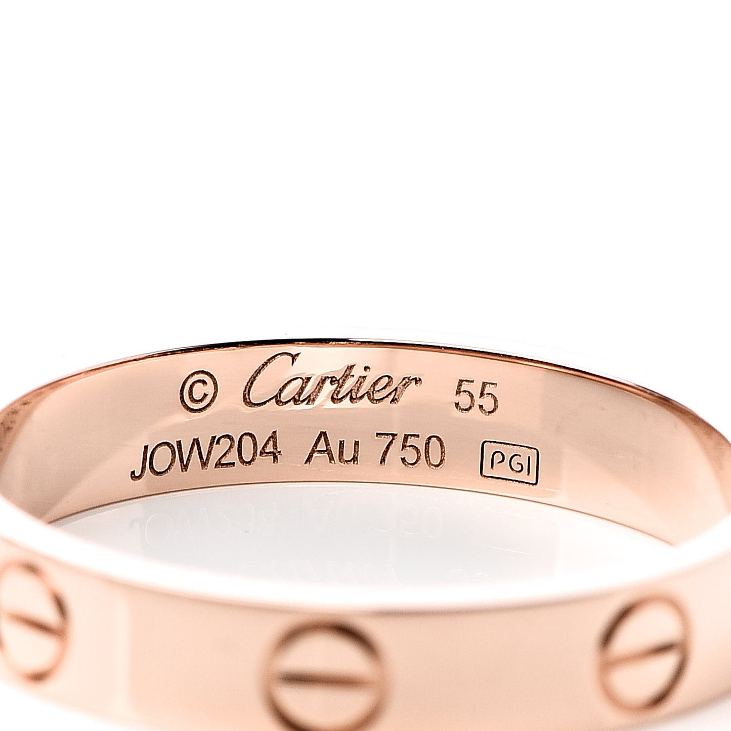 18K Pink Gold 3.5mm LOVE Wedding Band Ring 55 7.25