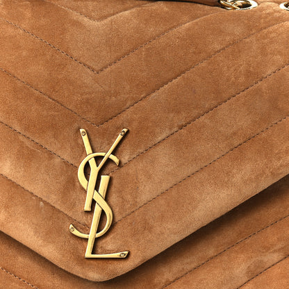 Saint Laurent Suede Y Quilted Monogram Medium Loulou Chain Satchel Cinnamon 9 of 11