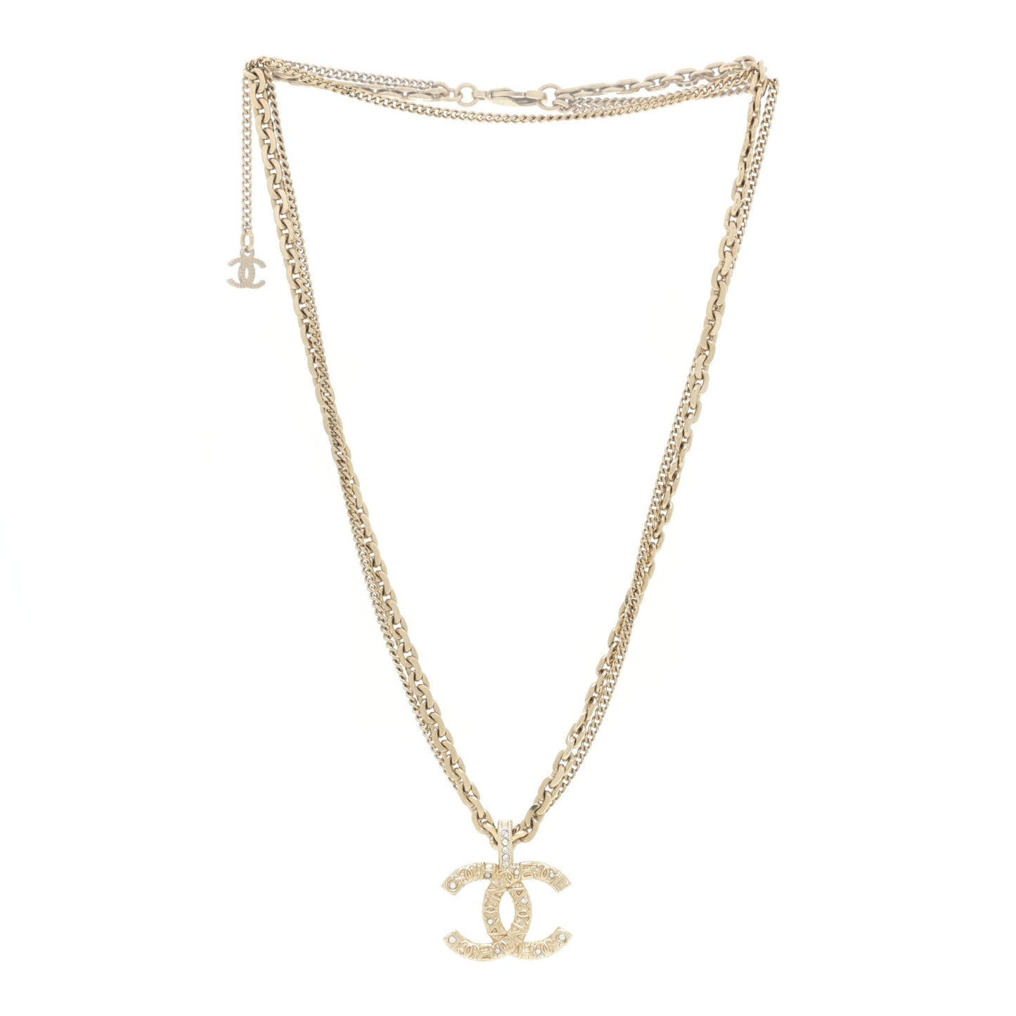 Crystal CC Multi Strand Chain Necklace Gold