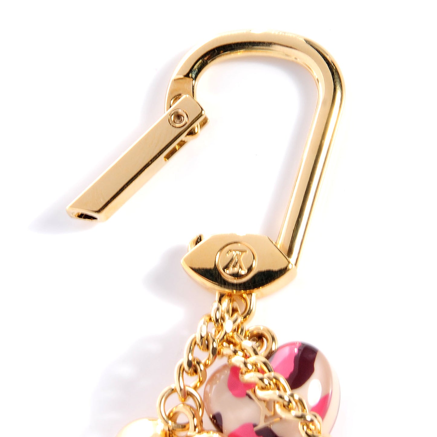 Leopard Heart Bag Charm Key Holder Blanc Corail